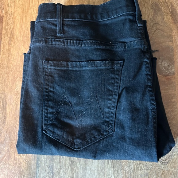 Mother The Hustler Ankle Fray Black Denim Jeans - Picture 2 of 5
